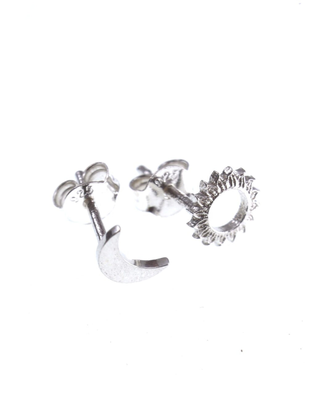 Ethical Moon & Sun Stud Earrings – Handmade & Eco-Friendly by New Vintage by Kriss at brixbailey.com