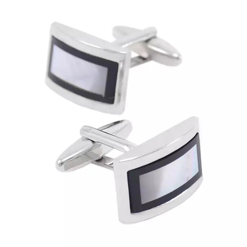 Mother of Pearl Oblong Silver Cufflinks