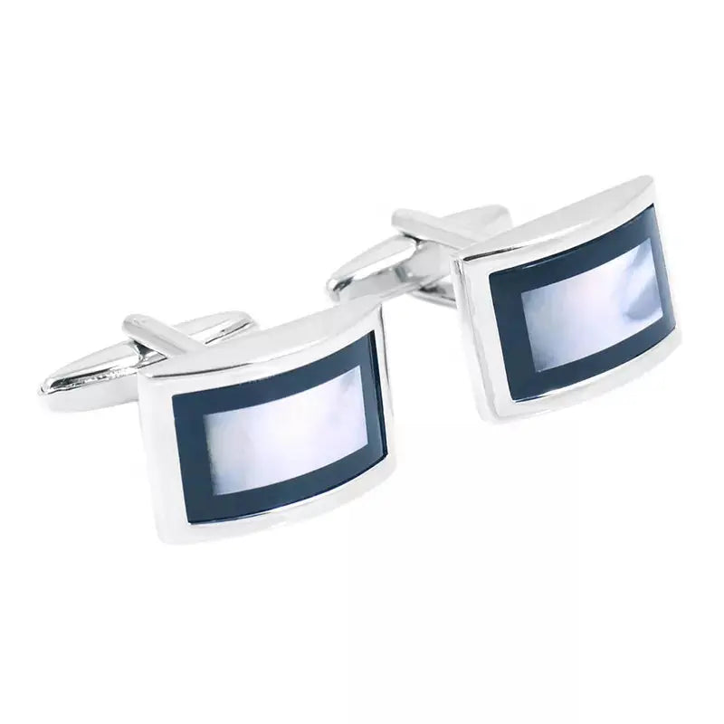 Mother of Pearl Oblong Silver Cufflinks