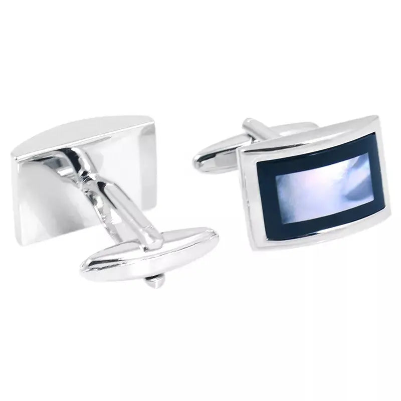 Mother of Pearl Oblong Silver Cufflinks