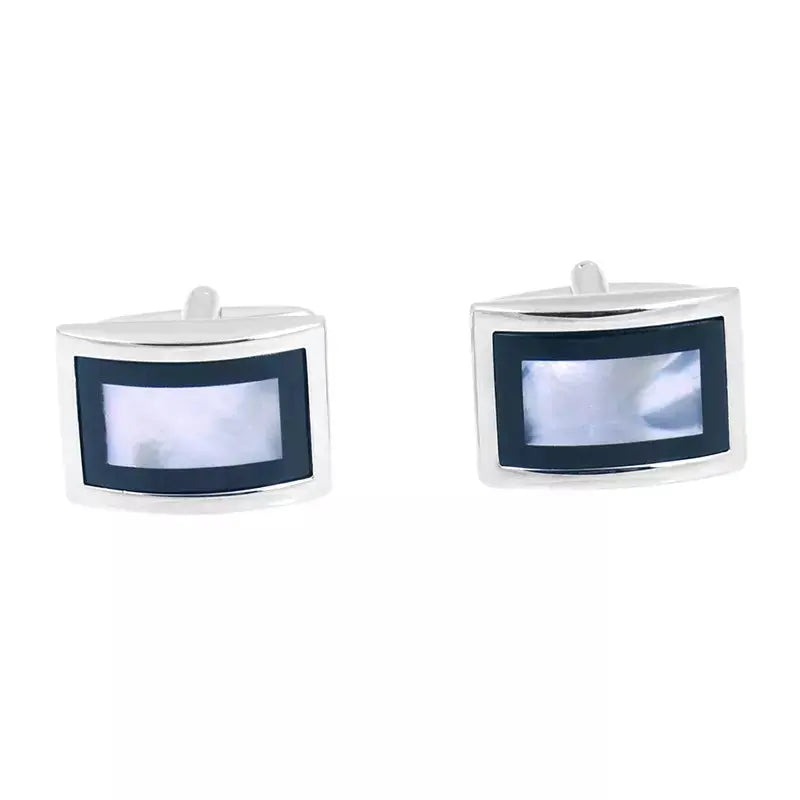 Mother of Pearl Oblong Silver Cufflinks