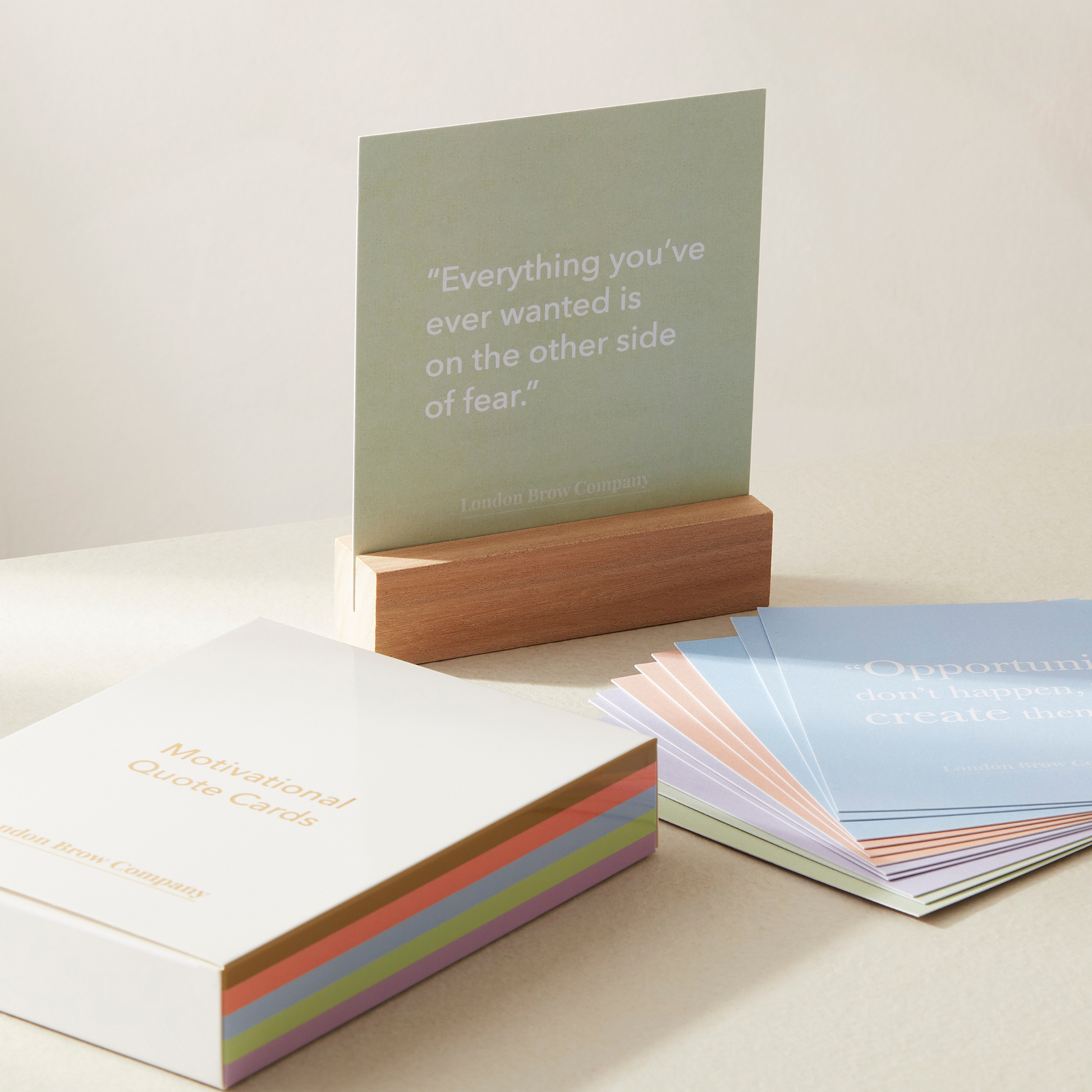 Motivational Quote Cards with Wooden Stand