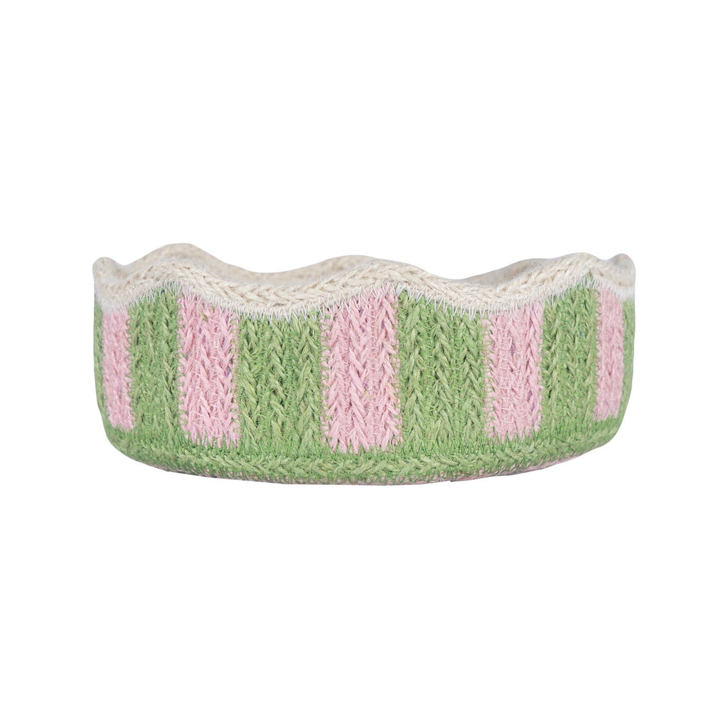 Stripy Scalloped Mini Basket - Kiwi