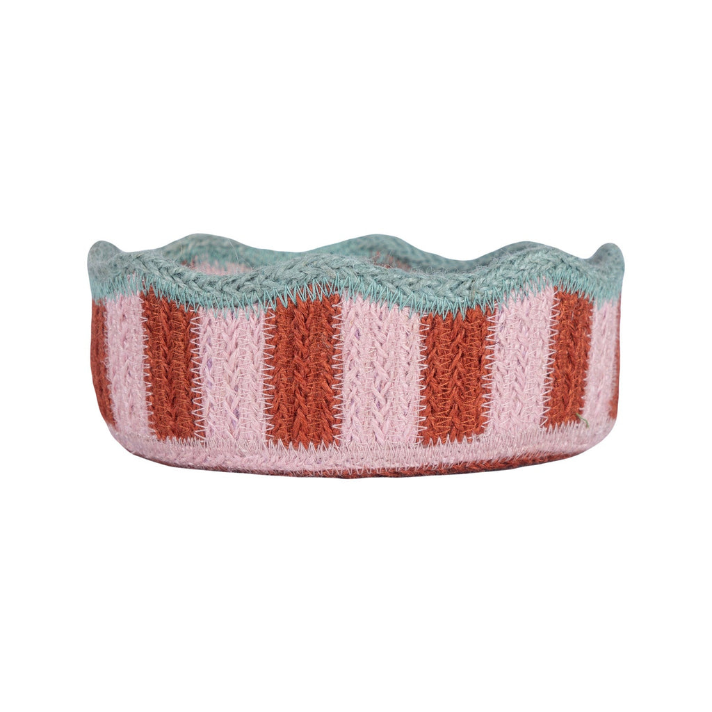 Stripy Scalloped Mini Basket - Strawberry