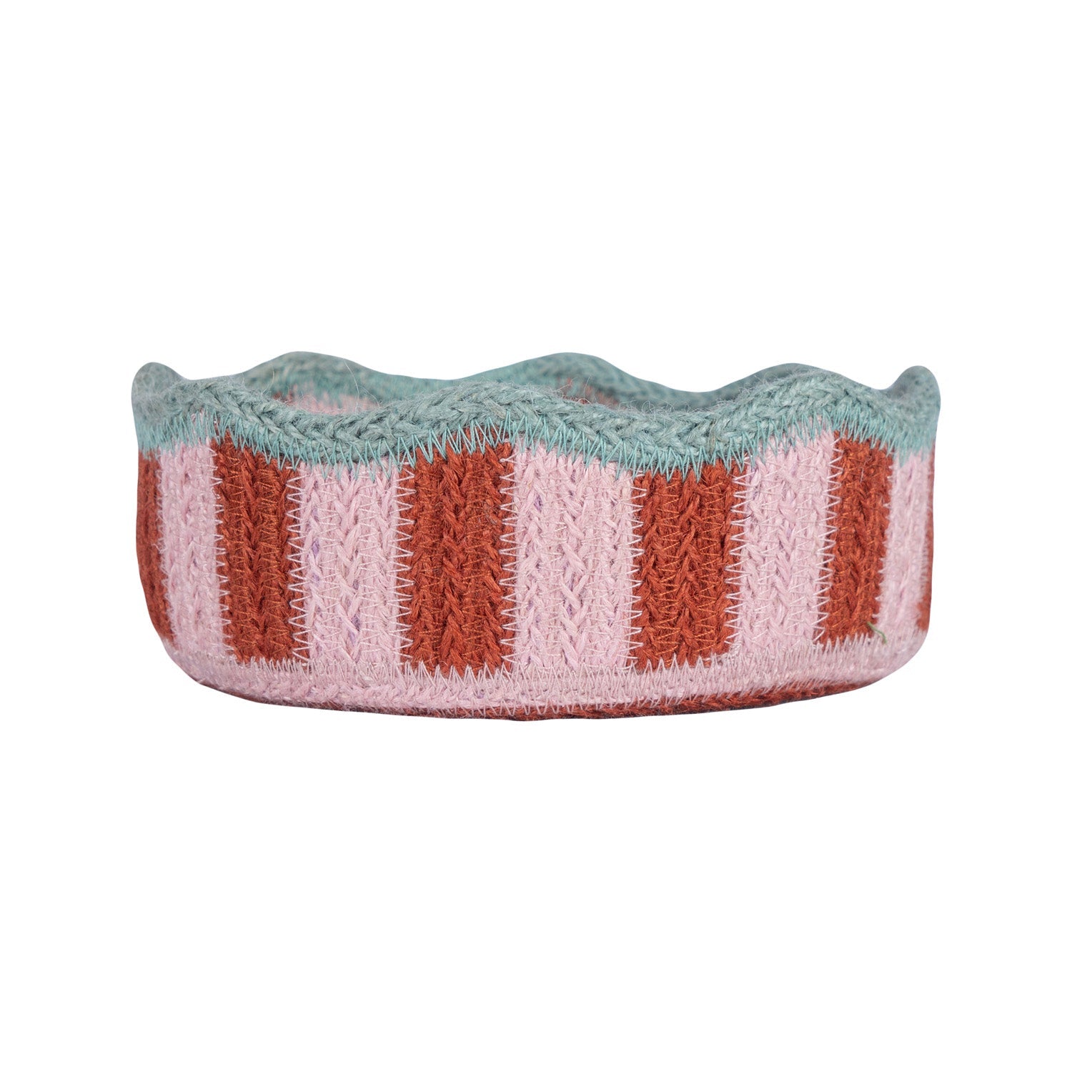 Stripy Scalloped Mini Basket - Strawberry