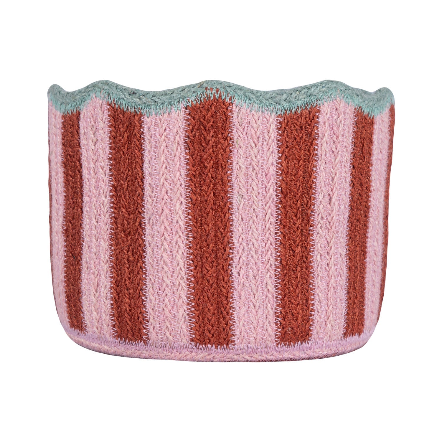 Stripy Scalloped Basket - Strawberry