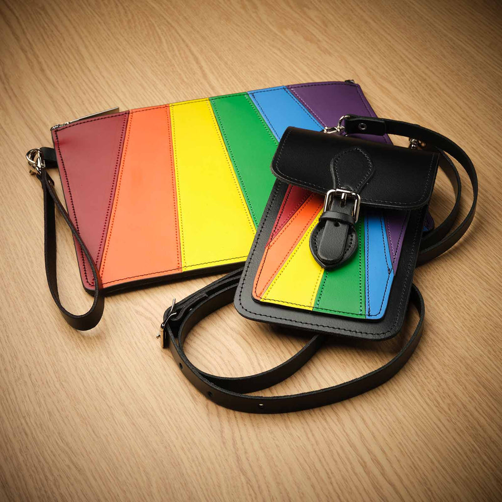 Handmade Leather Mobile Phone Pouch in Pride