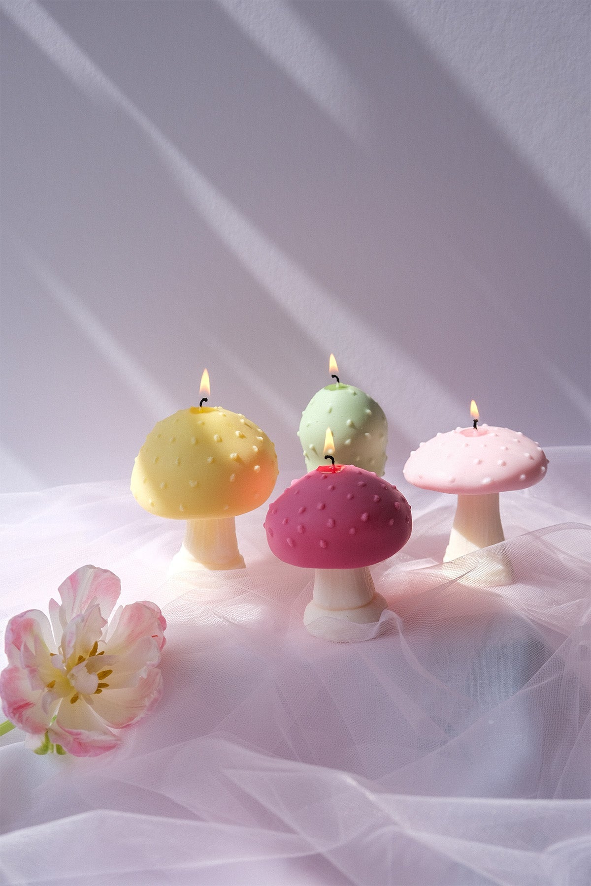 Handcrafted Mushroom Shaped Candles in Pastel