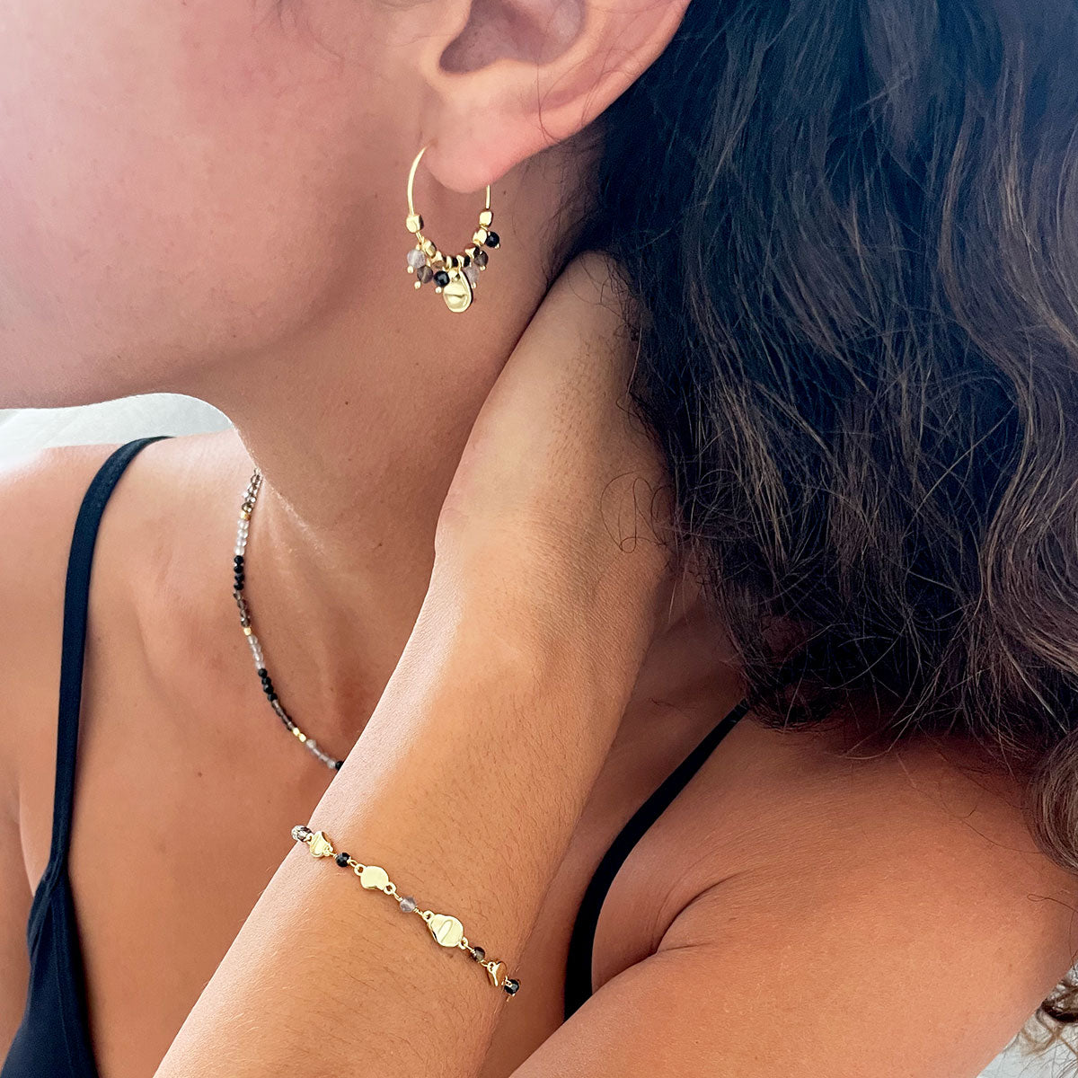 Sofia Nugget Bracelet  Green Hydro, Green Jade, Prehnite & Green Aventurine