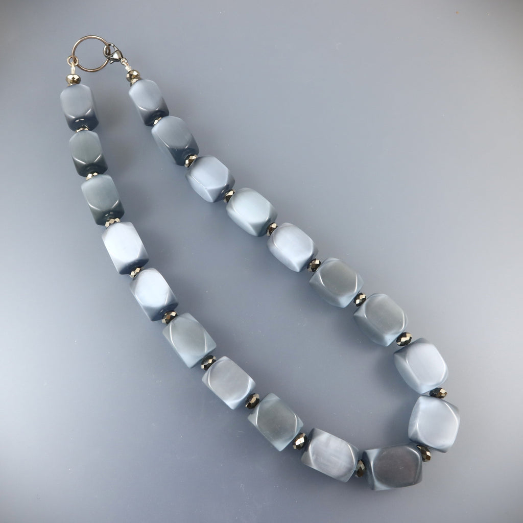 Faceted Grey Glass Necklace