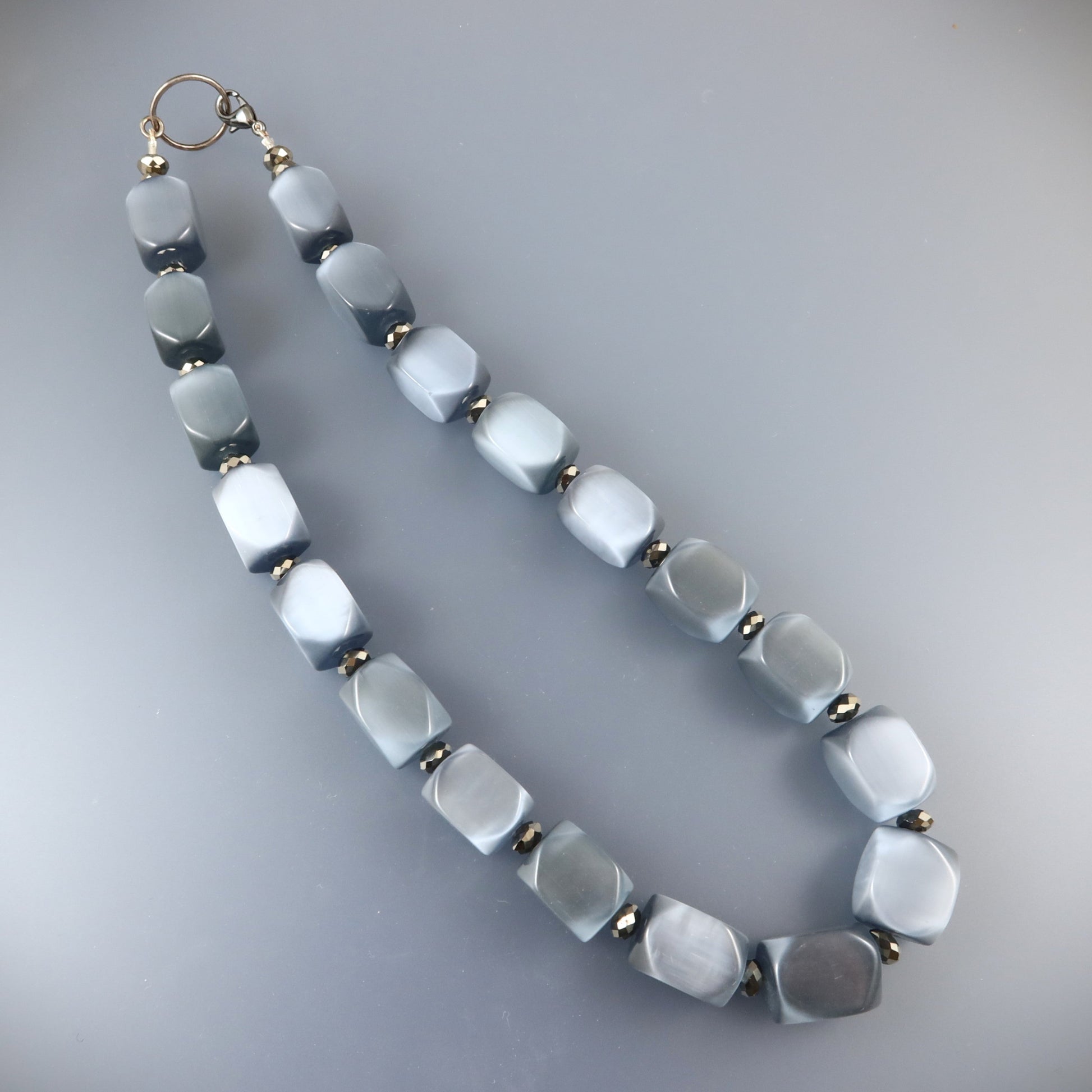 Faceted Grey Glass Necklace