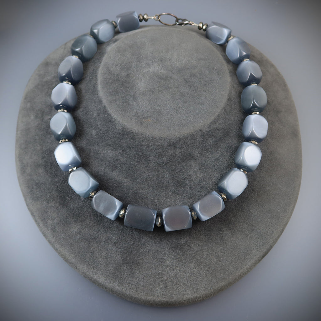 Faceted Grey Glass Necklace