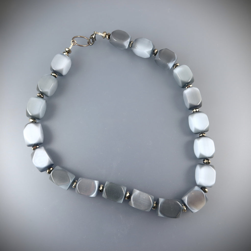 Faceted Grey Glass Necklace