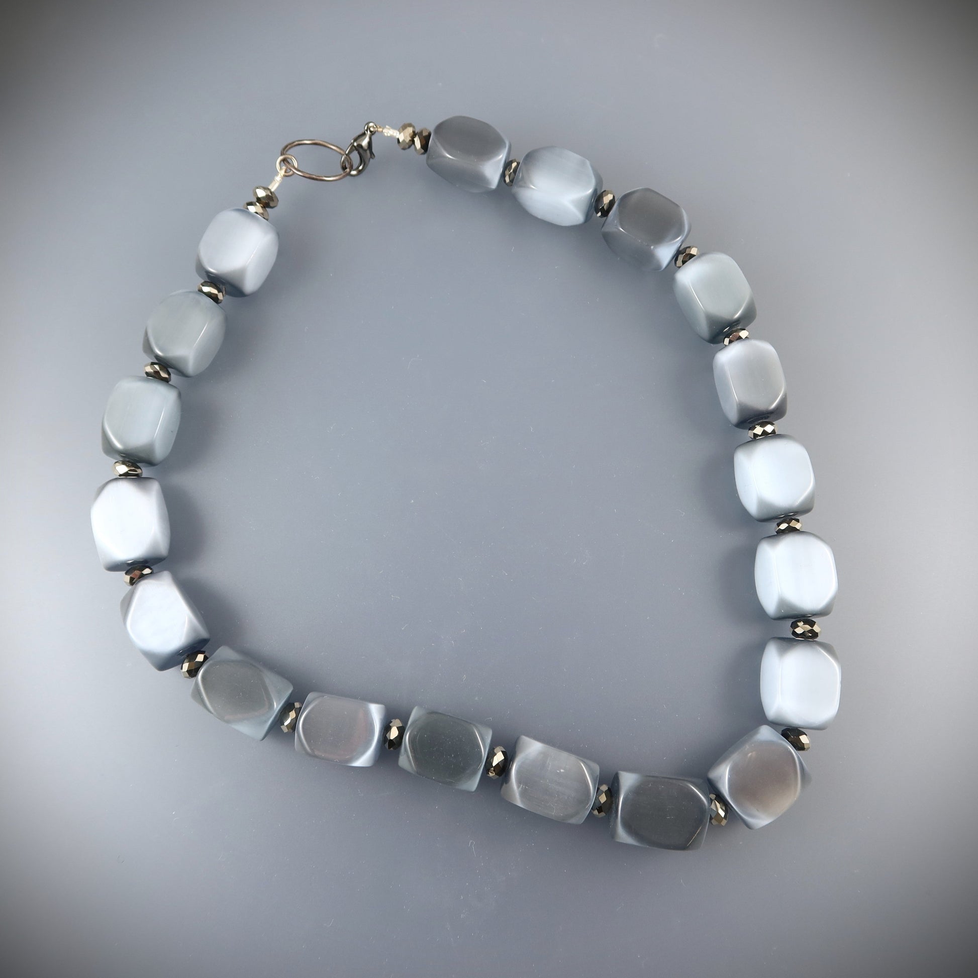 Faceted Grey Glass Necklace