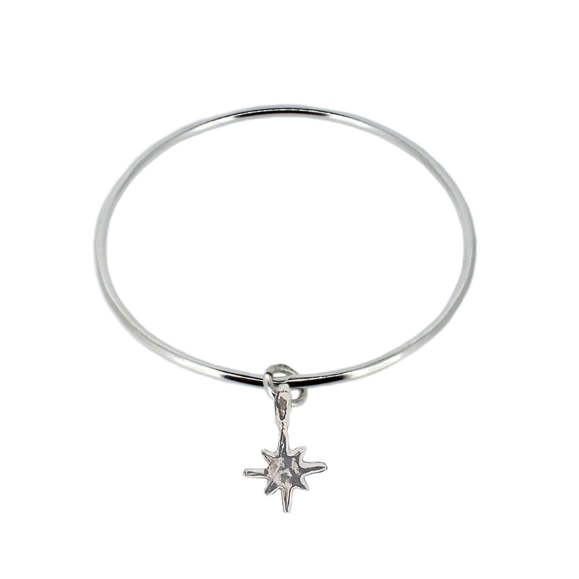 North Star Sterling Silver Charm Bangle
