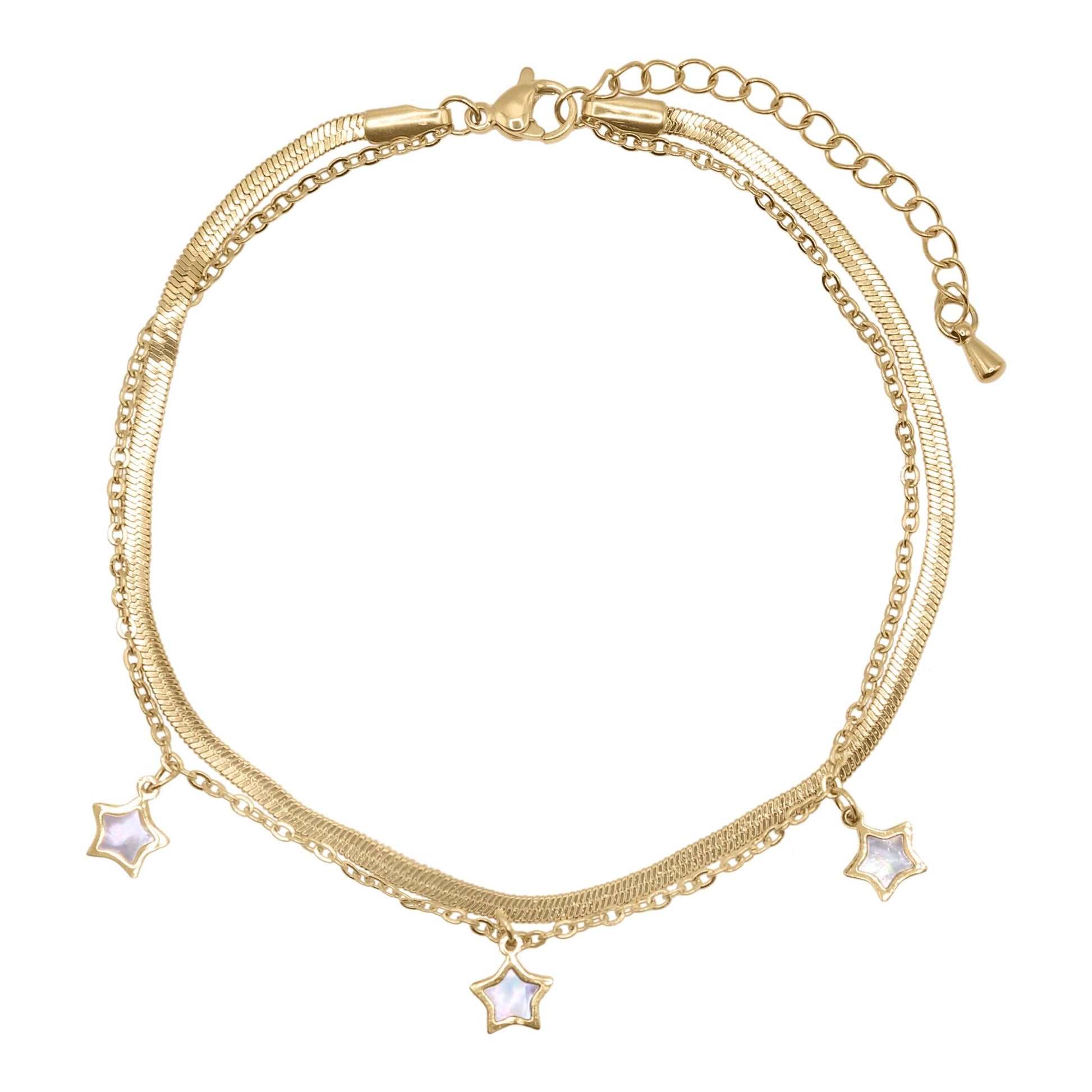 Mother of Pearl Star Anklet in 18K Gold Plated