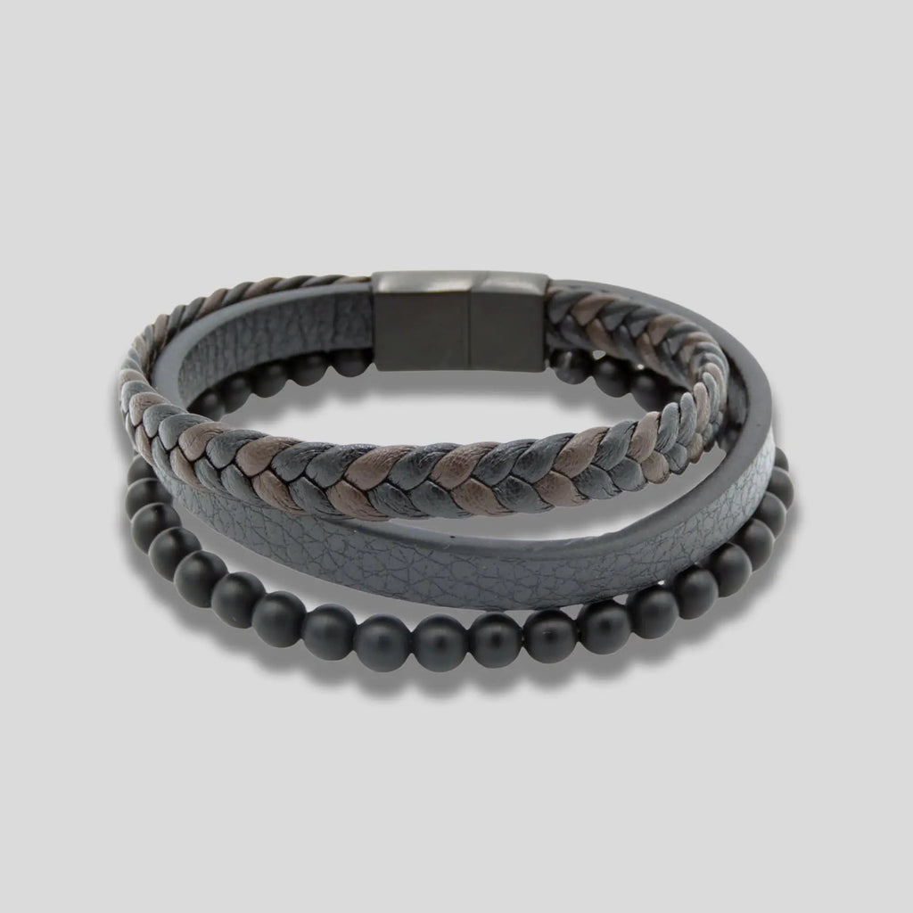 Natural Lava Stone Leather Bracelet