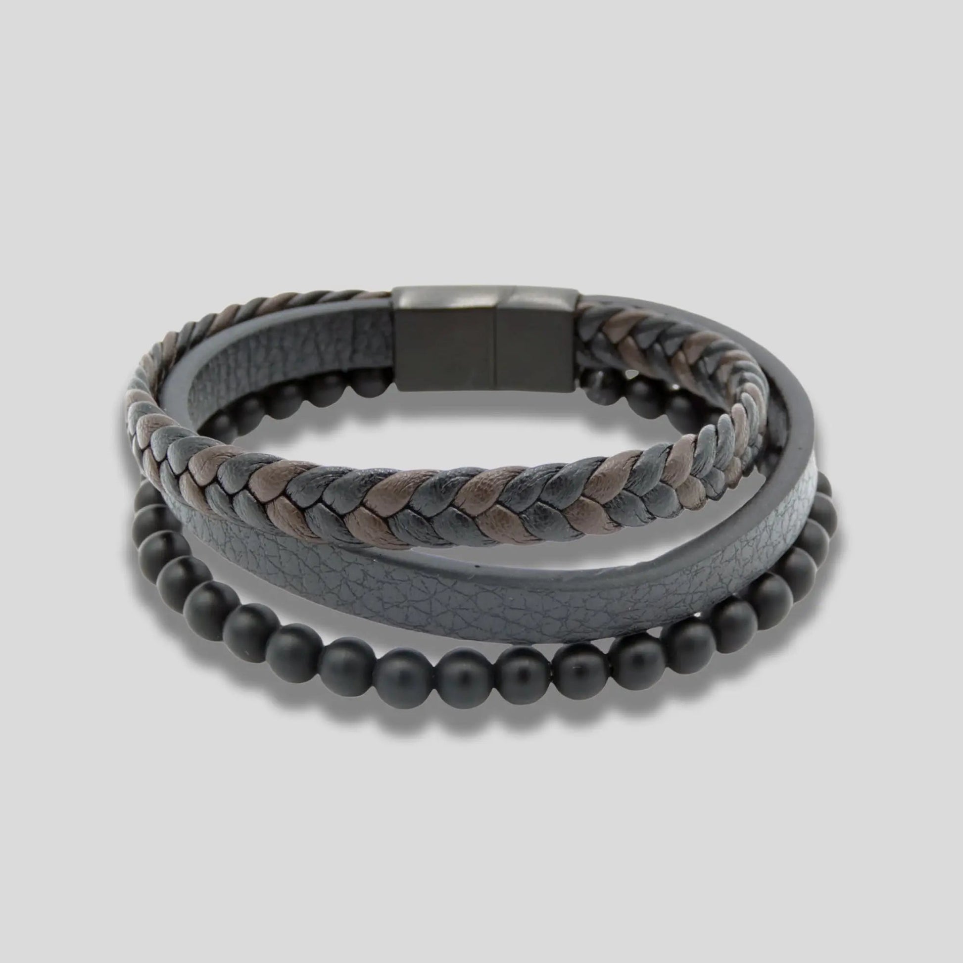 Natural Lava Stone Leather Bracelet