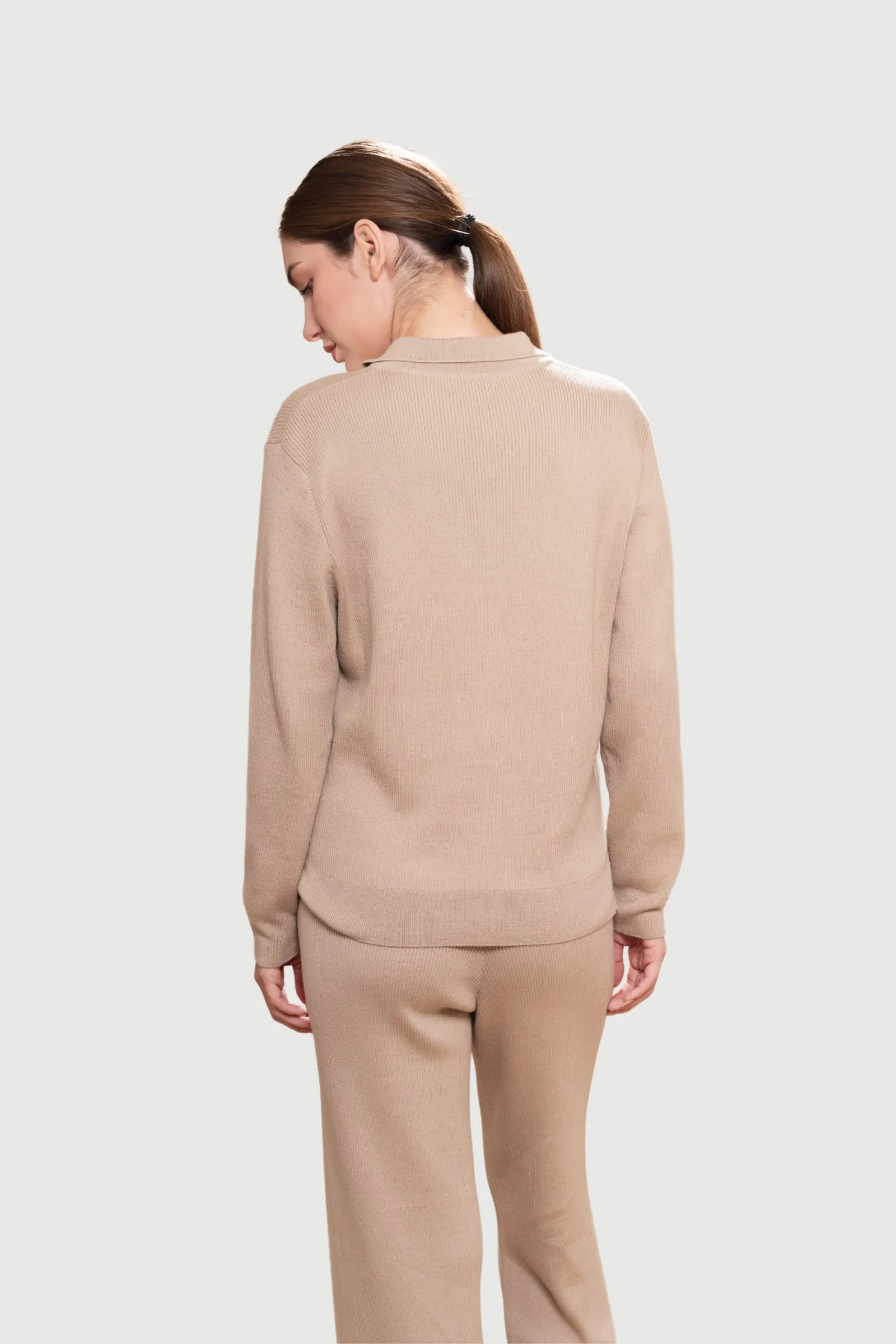 Ribbed Lounge Jumper in Pima Cotton and Baby Alpaca