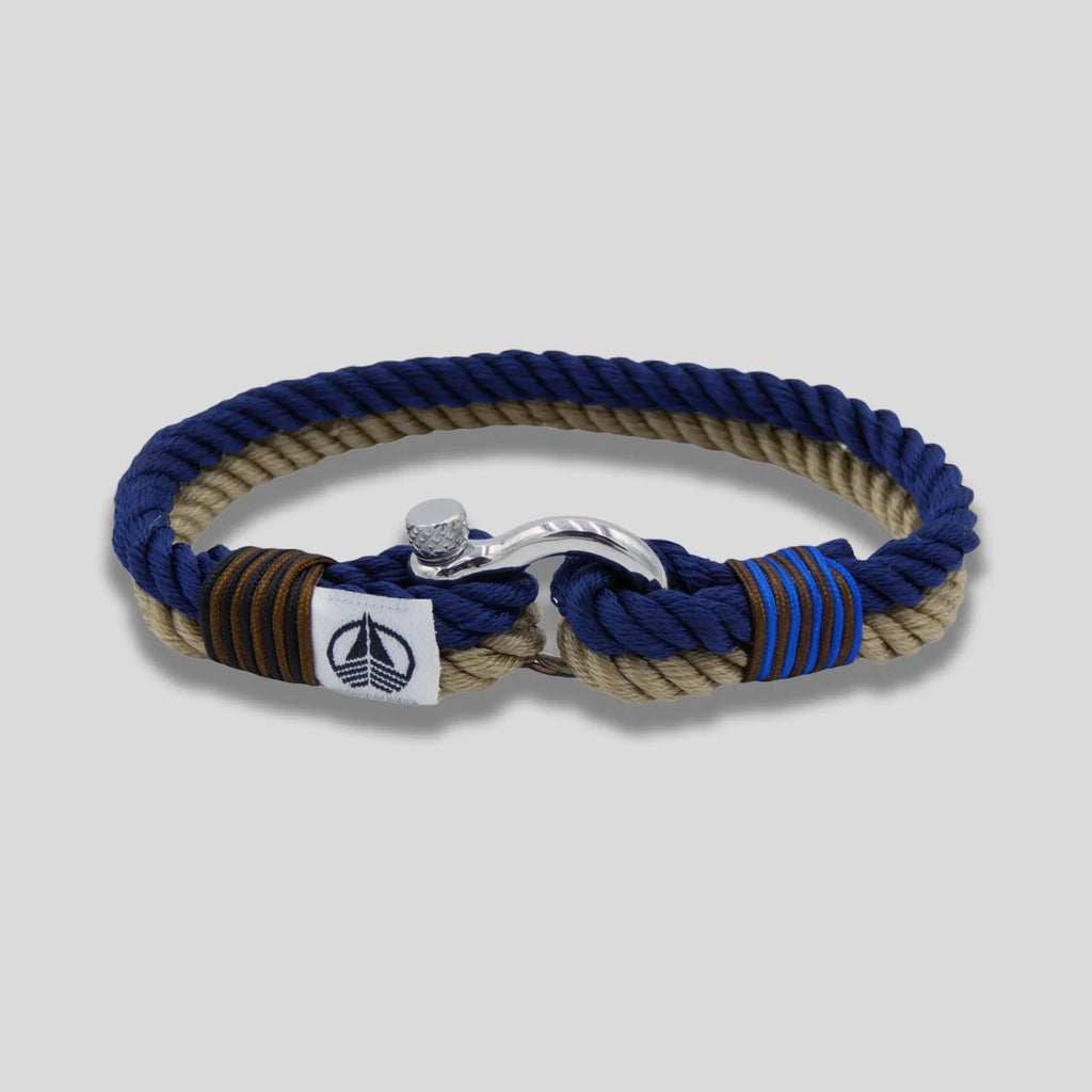 Navy Blue and Beige Nautical Rope Shackle Bracelet
