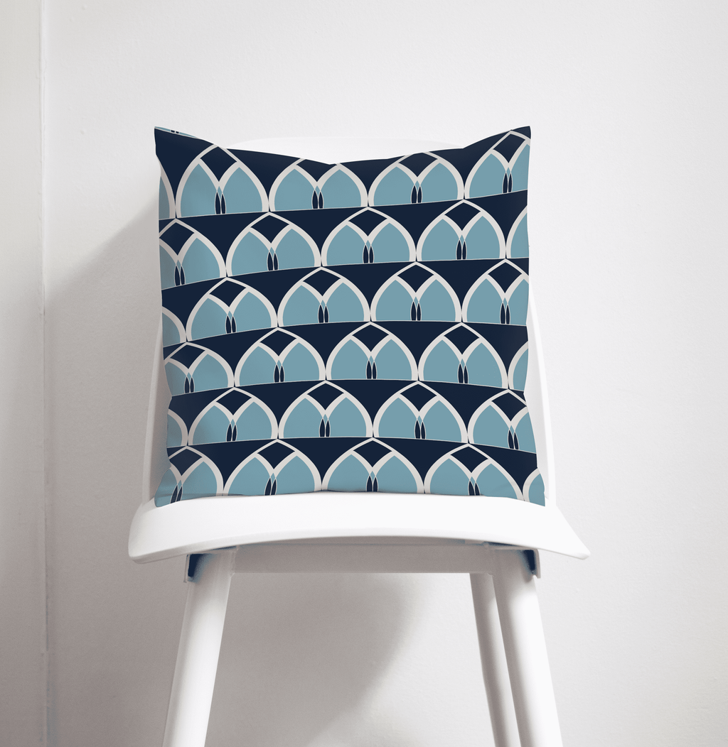 Blue Geometric Arches Throw Pillow Cover