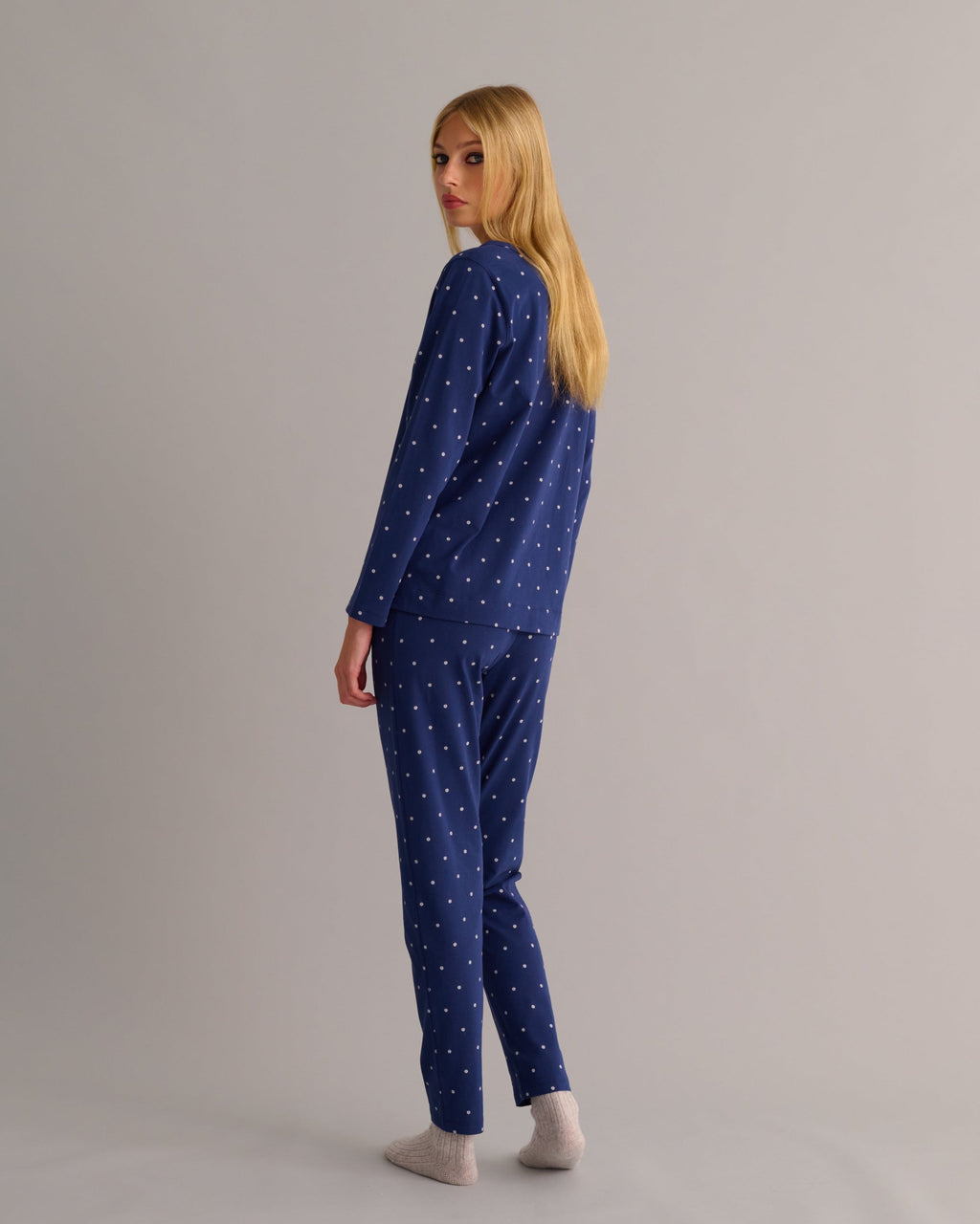 Navy Organic Cotton Printed Pyjama Set