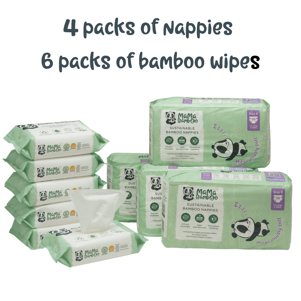 Newborn Starter Bundle with Bamboo Nappies and Wipes