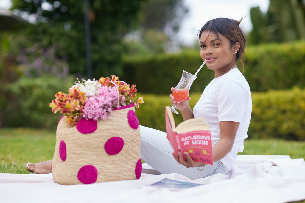 Handmade Raffia XL Bucket Tote Bag