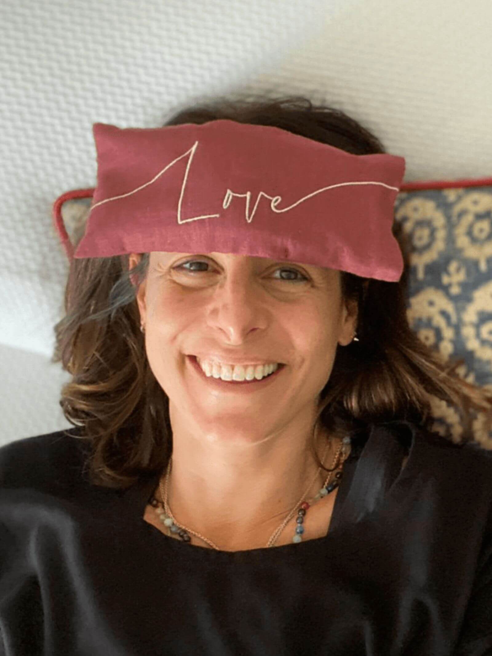 Love Embroidered Linen and Lavender Eye Pillow