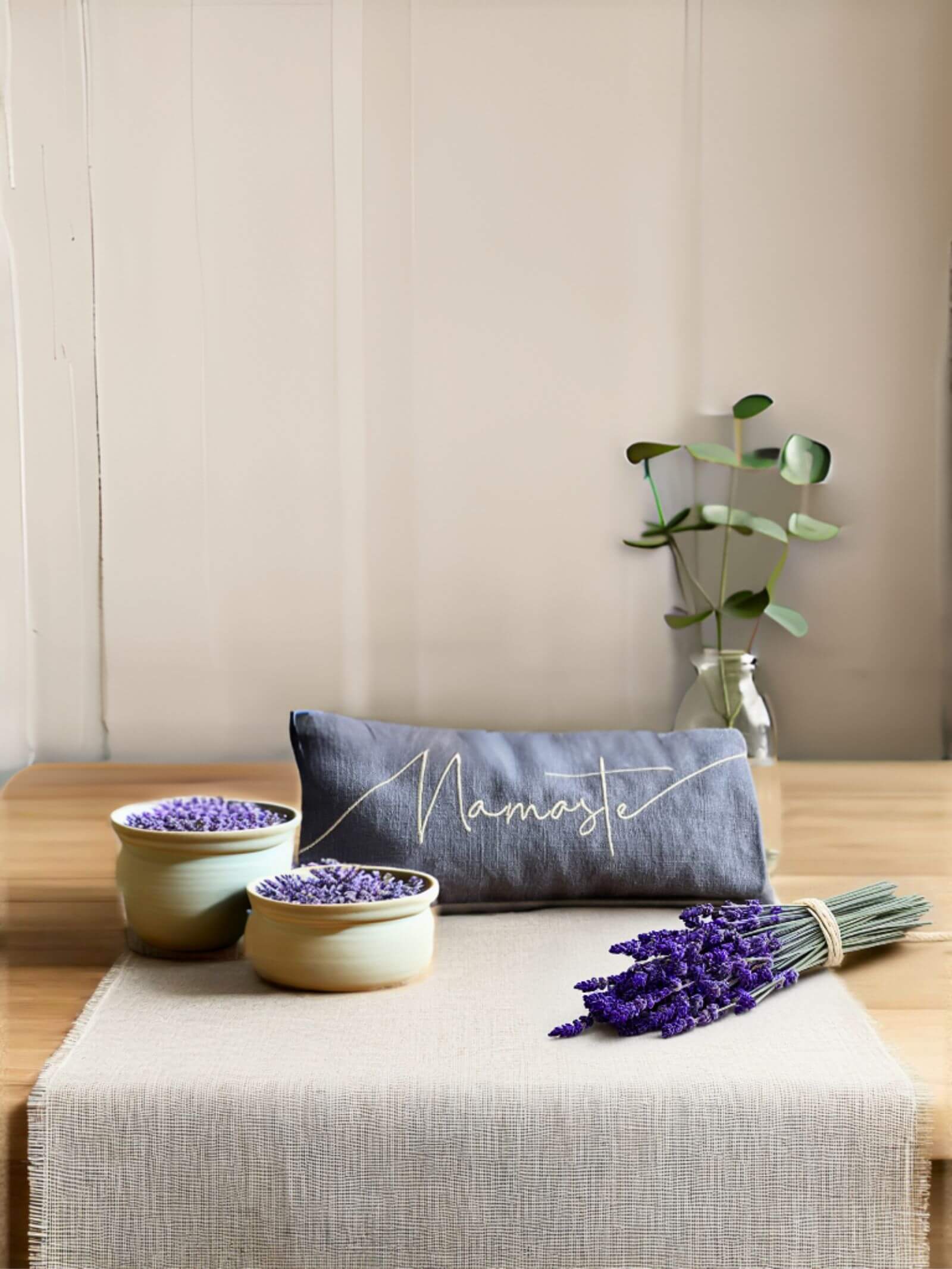 Namaste Embroidered Linen and Lavender Eye Pillow