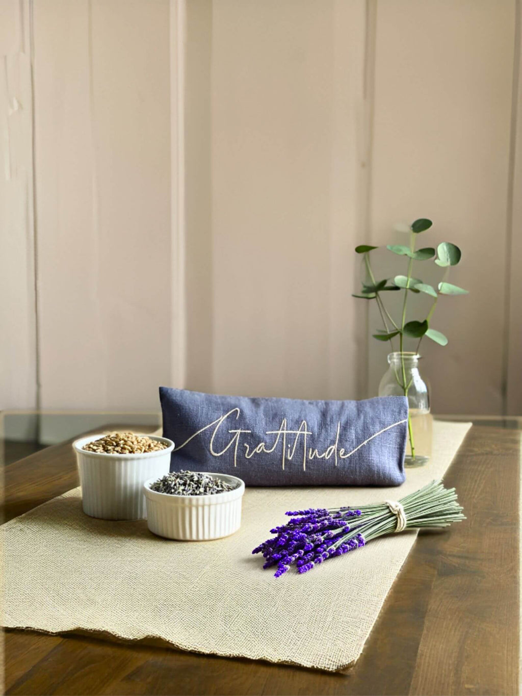 Gratitude Embroidered Lavender Eye Pillow