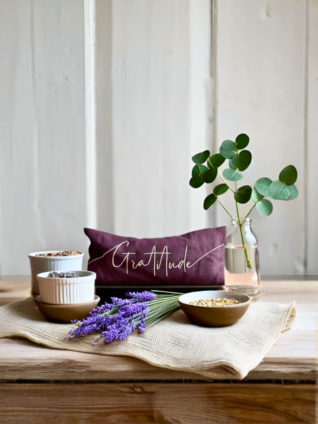Gratitude Embroidered Lavender Eye Pillow