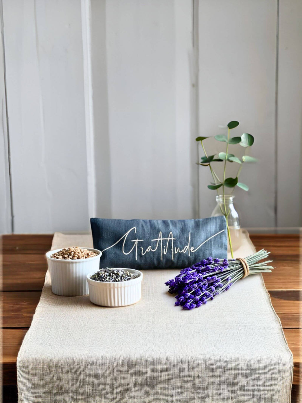 Gratitude Embroidered Lavender Eye Pillow
