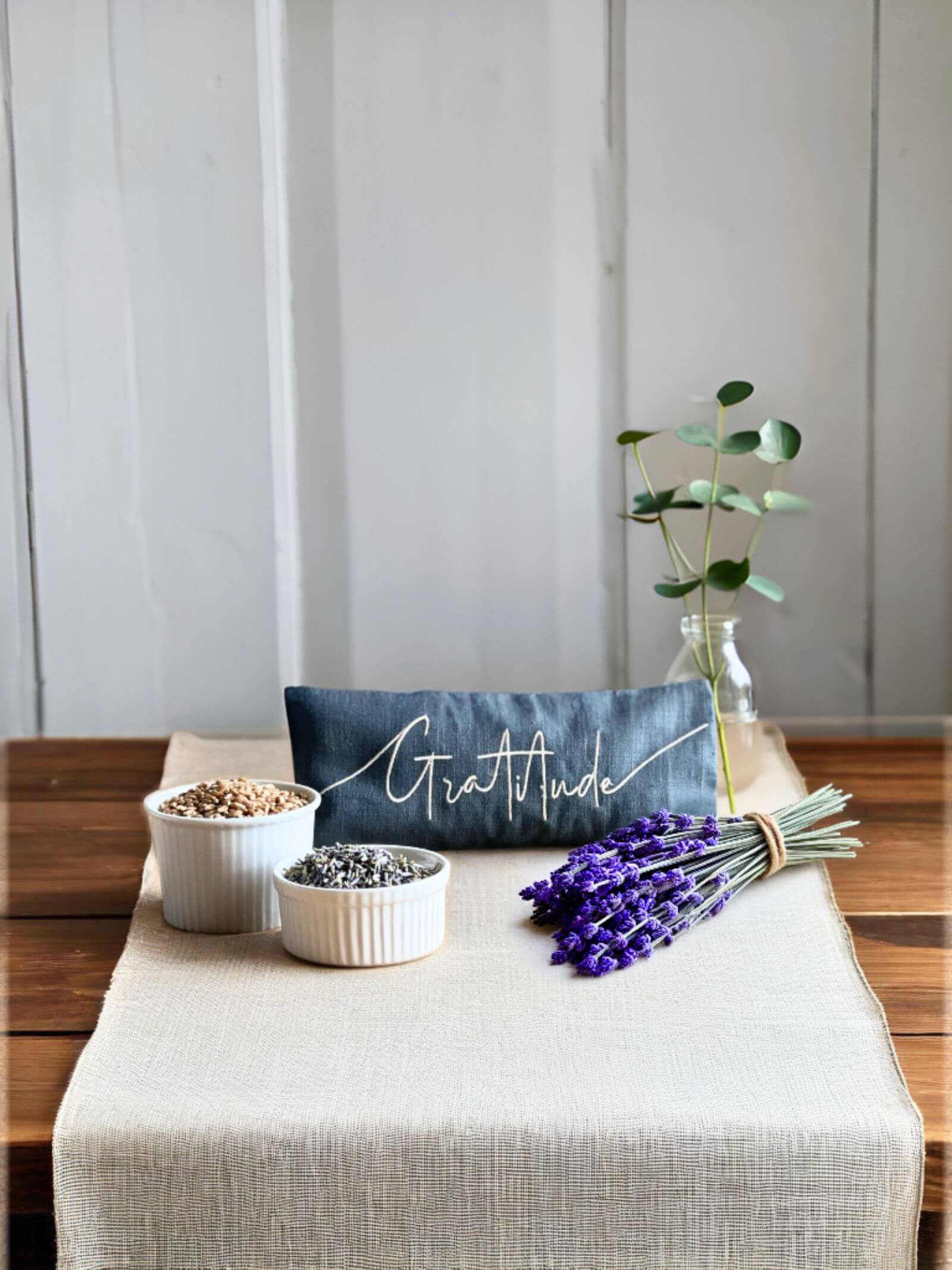 Gratitude Embroidered Lavender Eye Pillow
