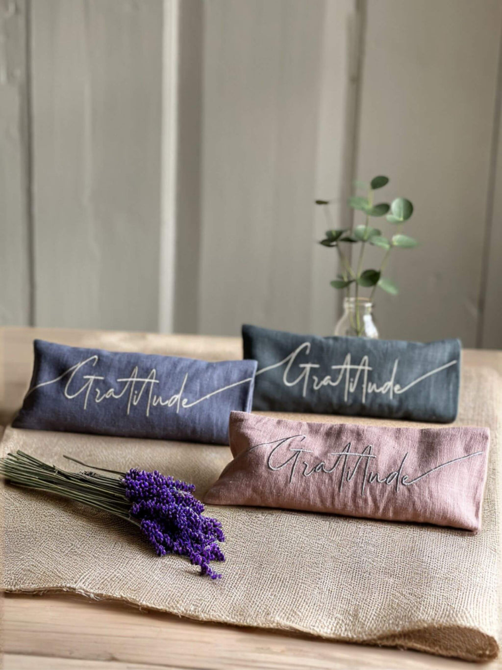Gratitude Embroidered Lavender Eye Pillow
