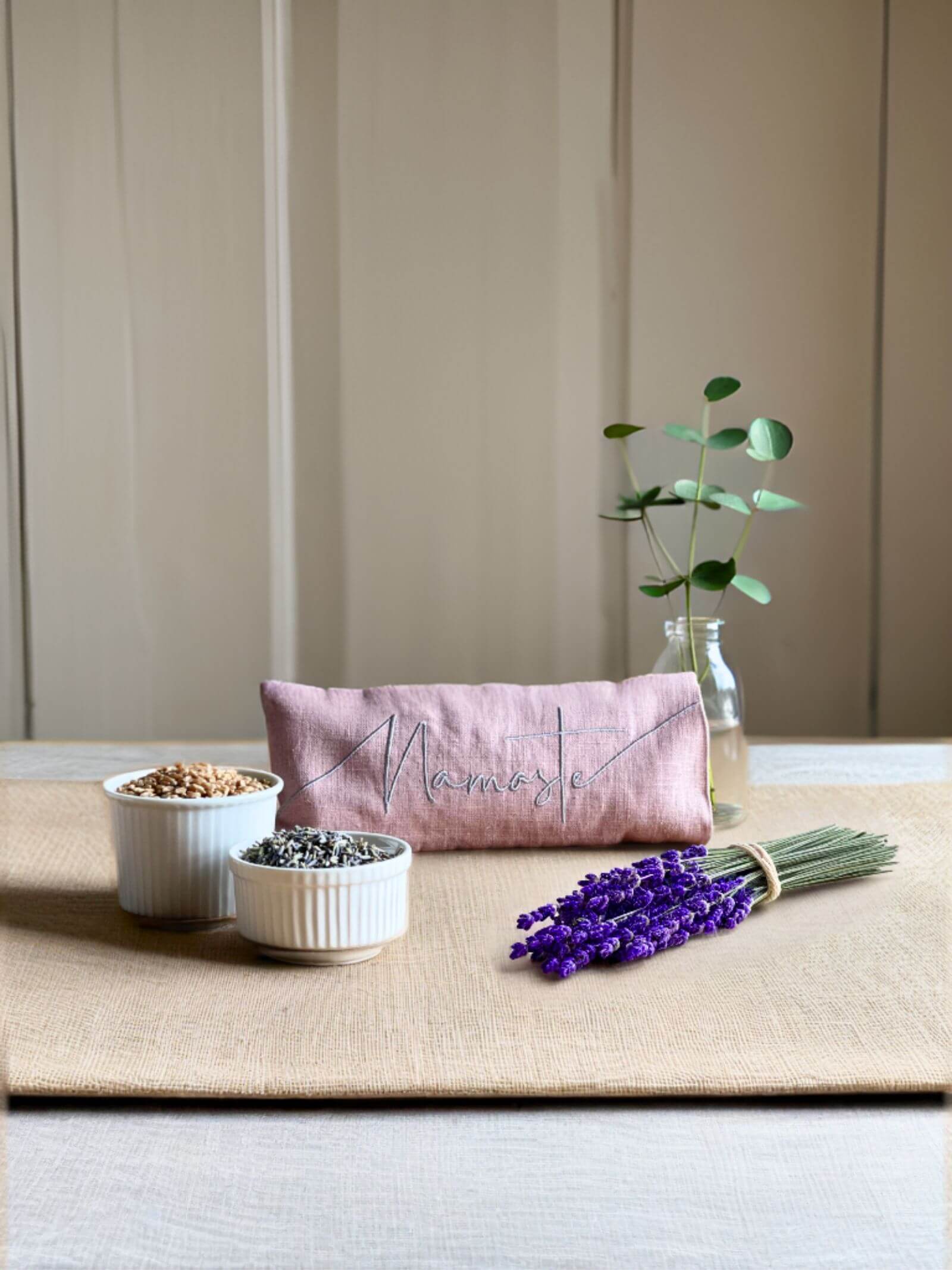 Namaste Embroidered Linen and Lavender Eye Pillow