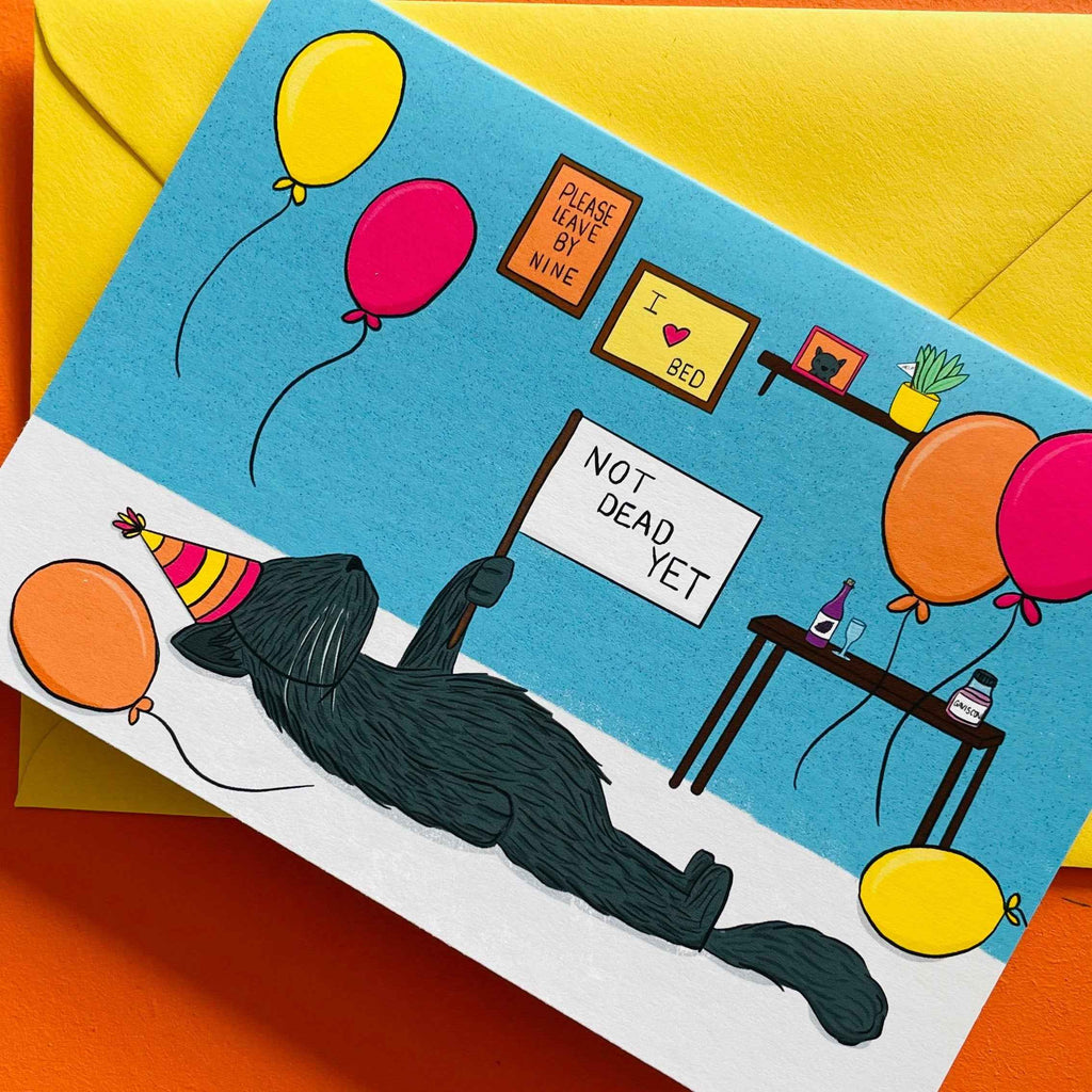 Not Dead Yet Funny Cat Birthday Card