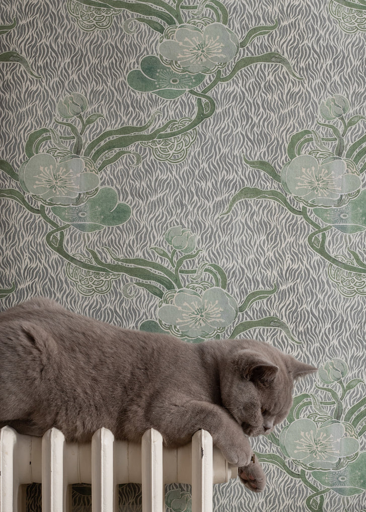 Nouveau Blossom Verte Wallpaper