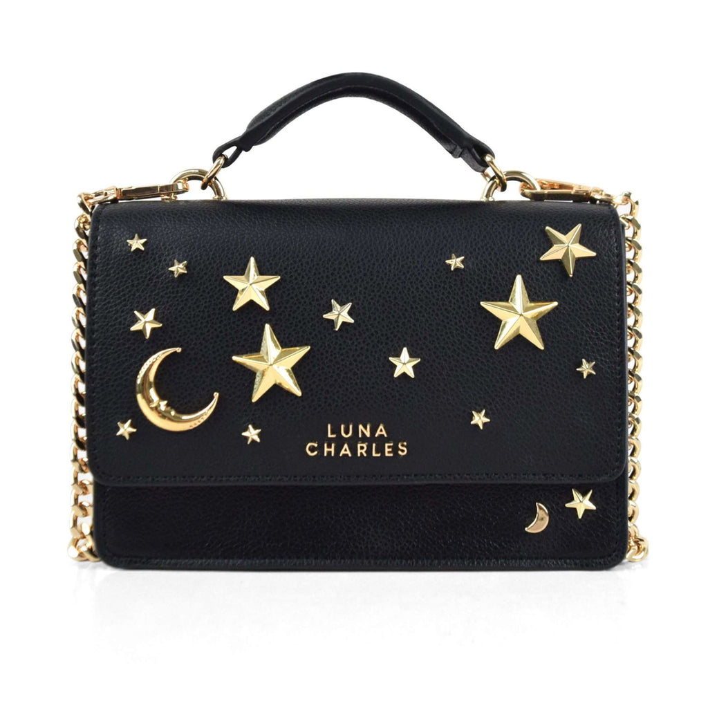 Nova Star Studded Handbag in Black and Gold