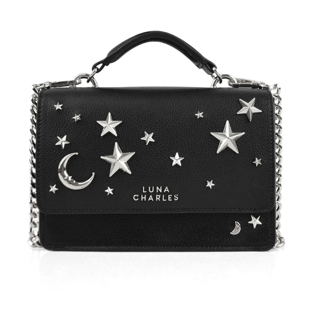 Nova Star Studded Crossbody Bag in Black and Silver