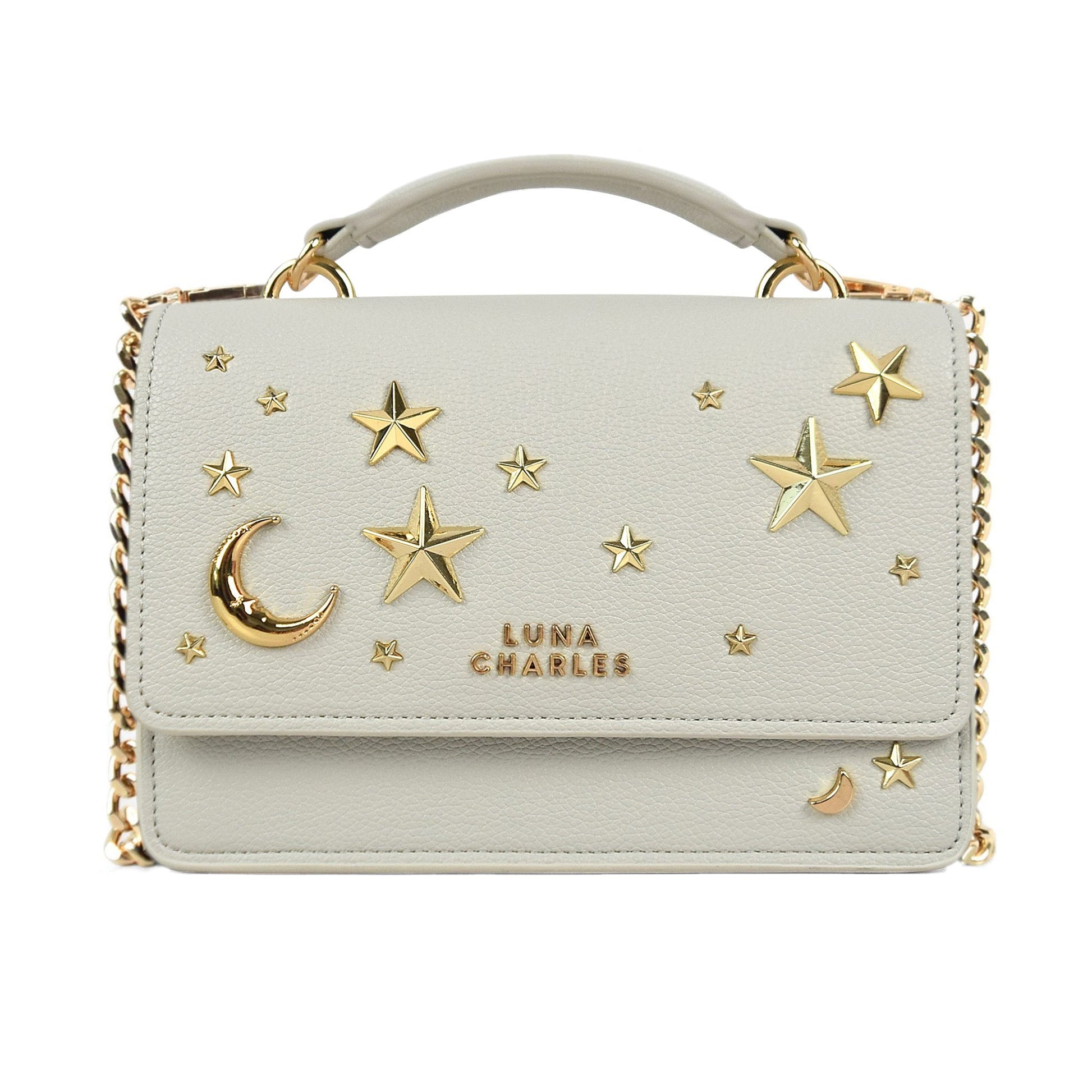 Nova Star Studded Handbag in Grey and Gold
