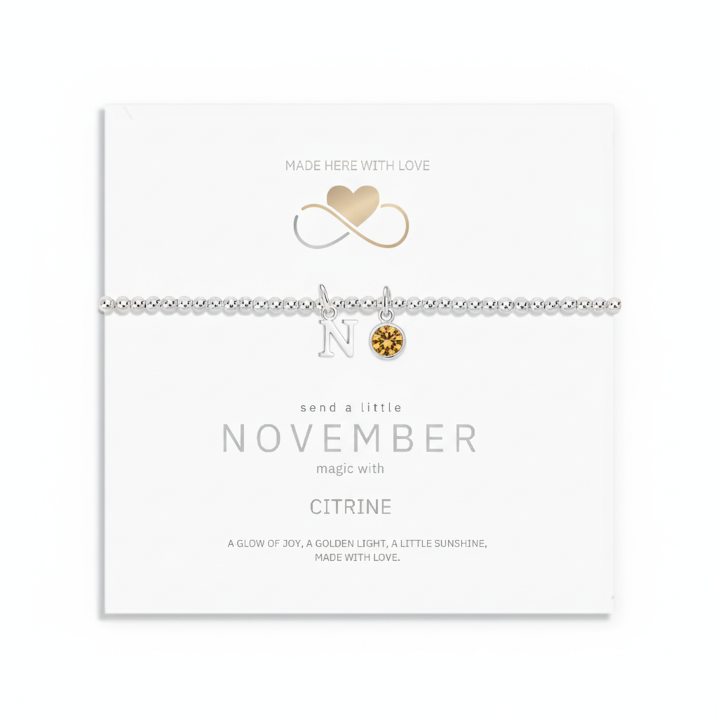 Personalised November Birthstone and Initial Bracelet in Citrine