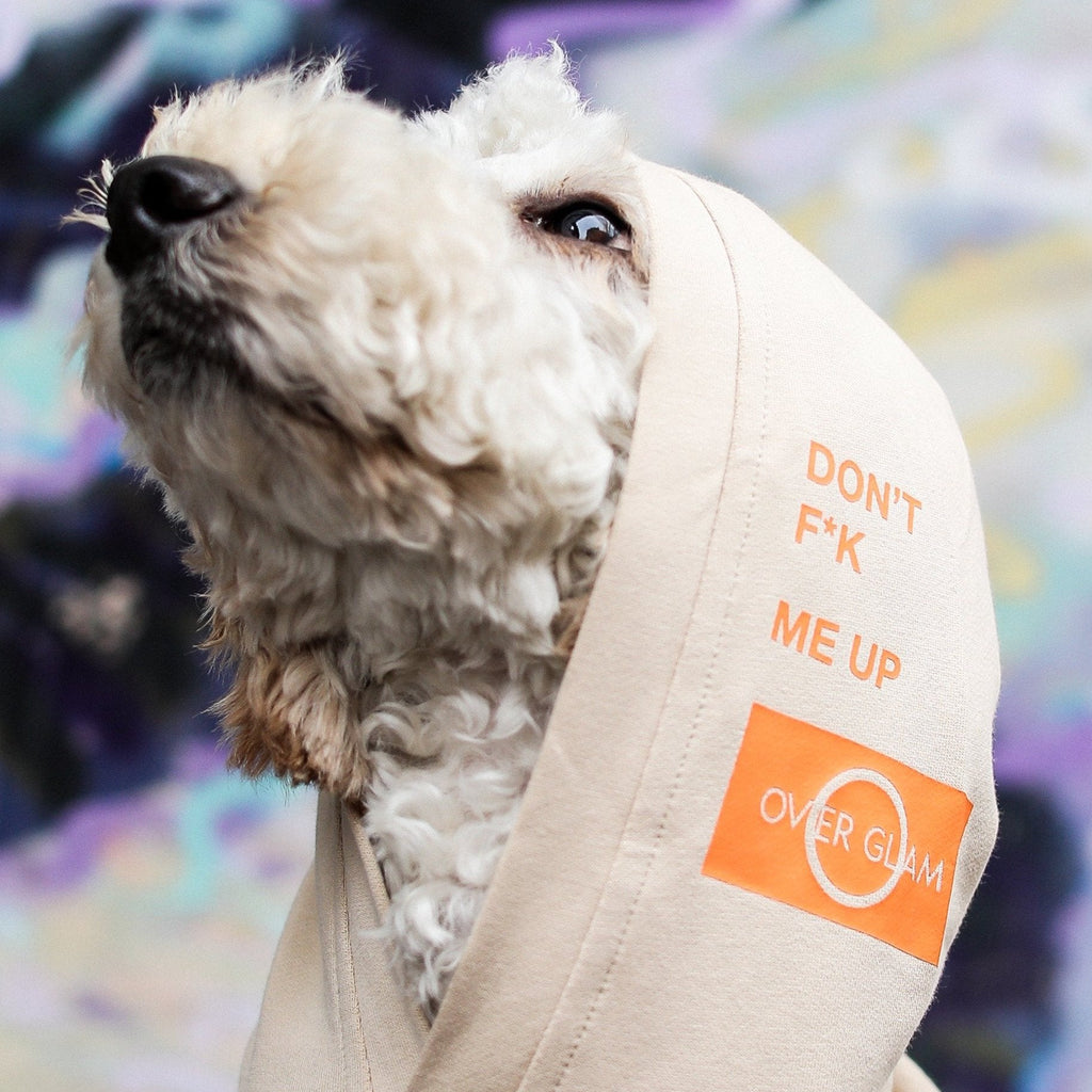 Don't Mess Me Up Hoodie White and Apricot