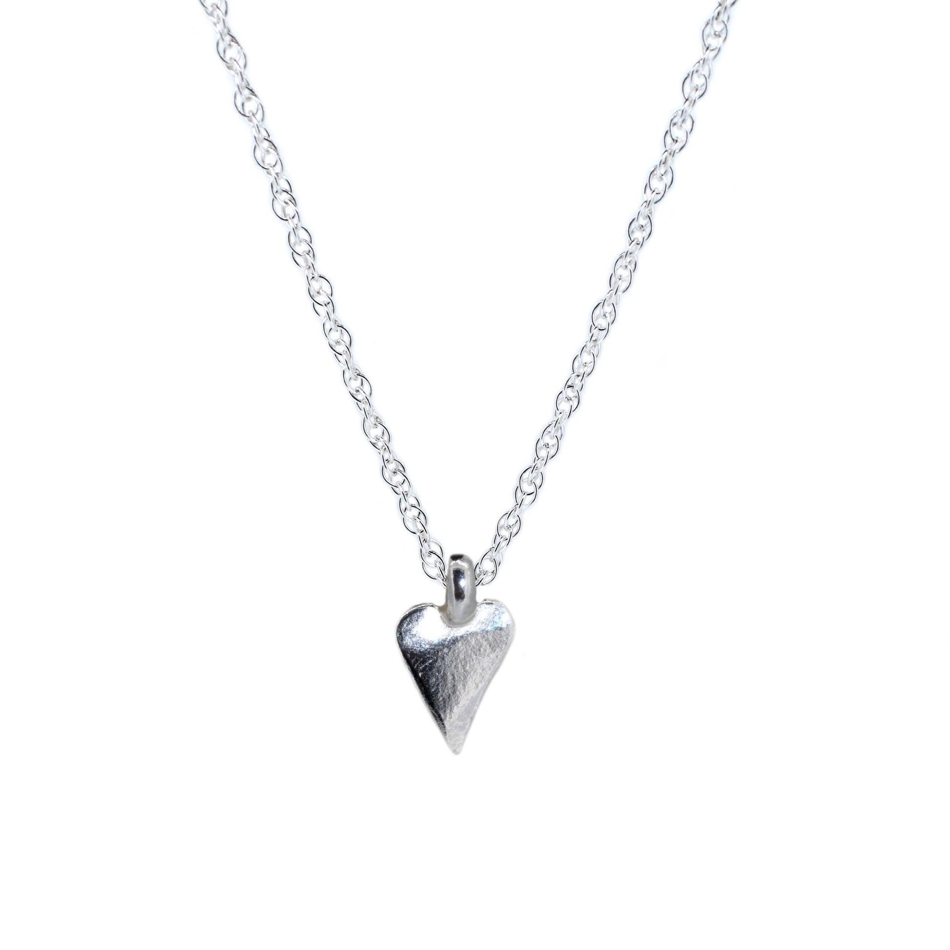 Heart Charm Rope Chain Necklace in Sterling Silver