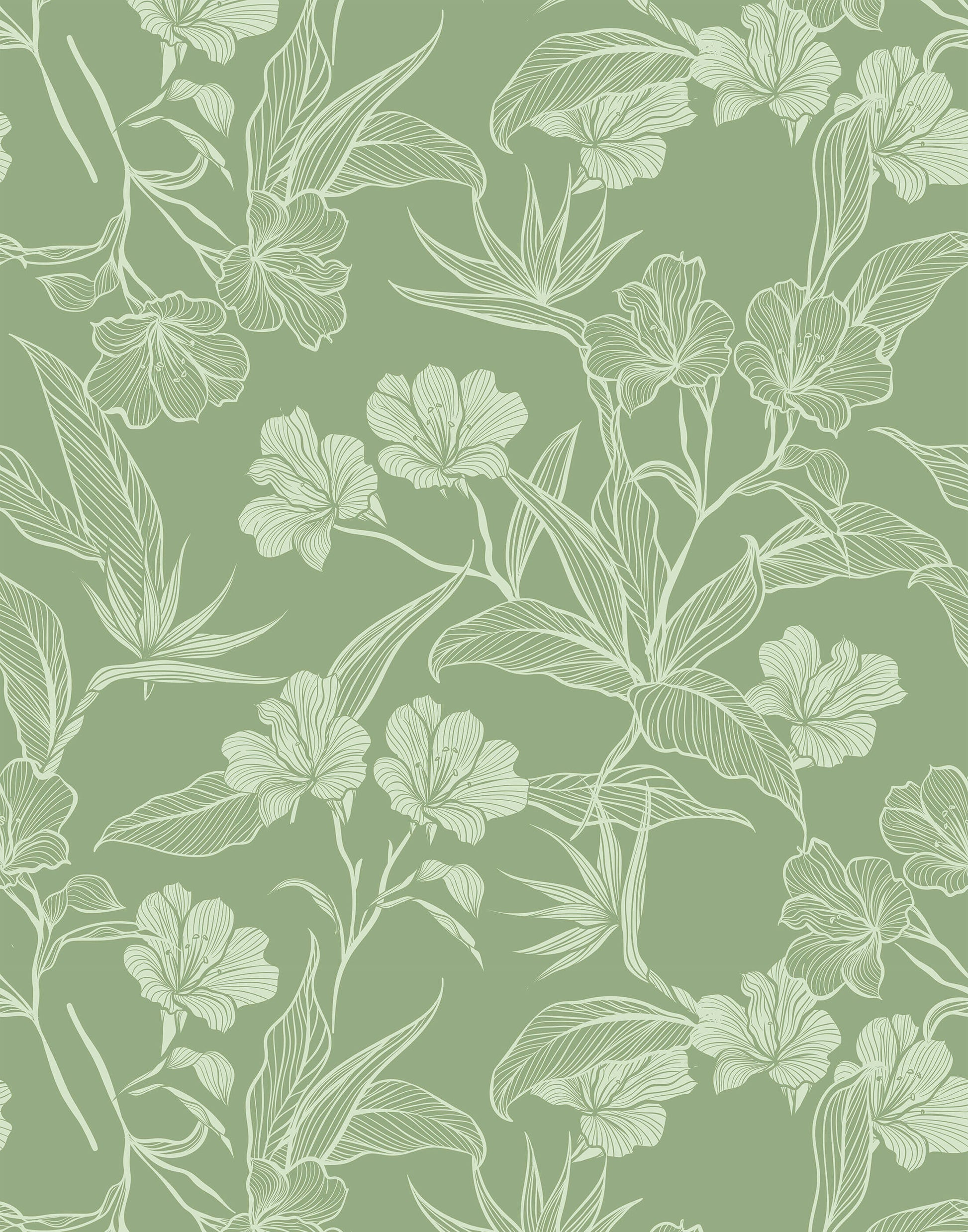 Contour Bold Floral Outline Wallpaper