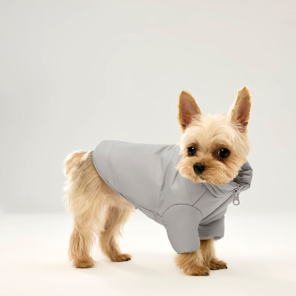 Light Grey Zip Up Puffer Jacket