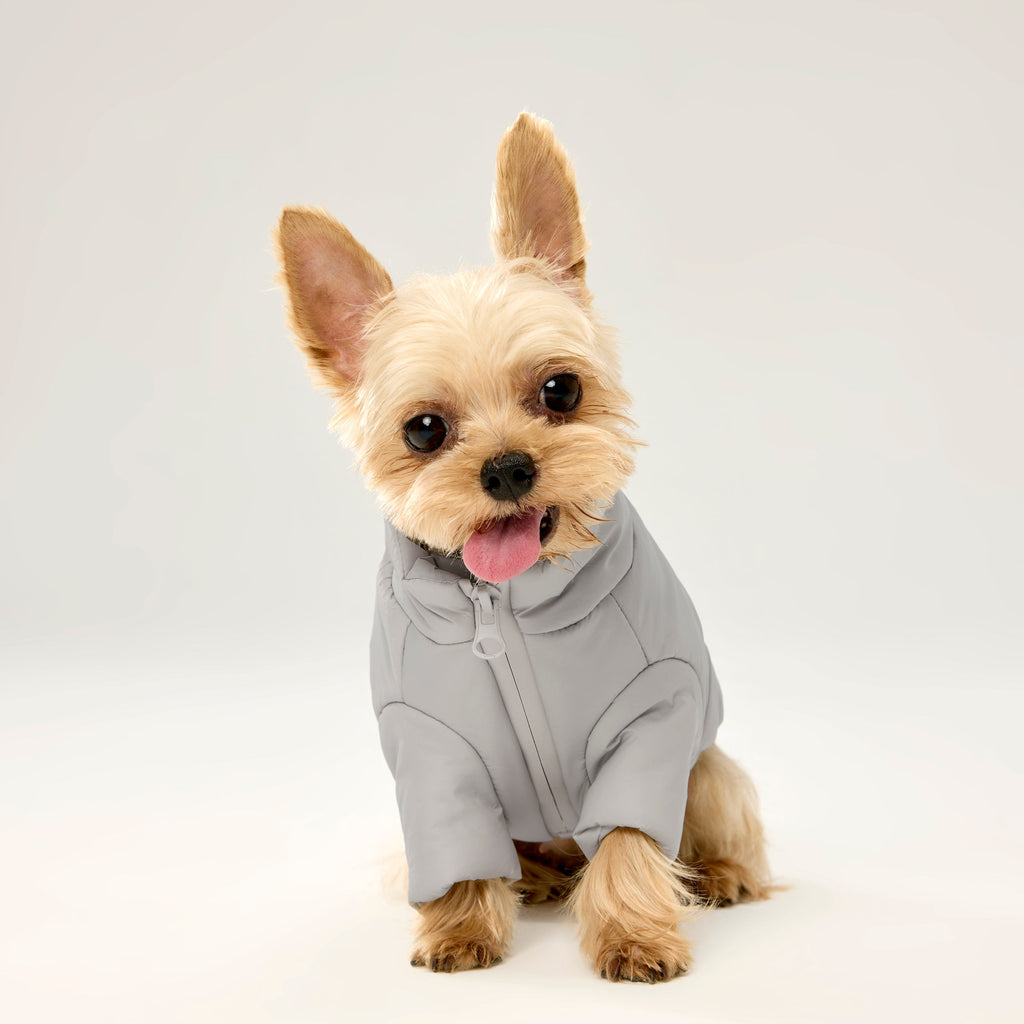 Light Grey Zip Up Puffer Jacket