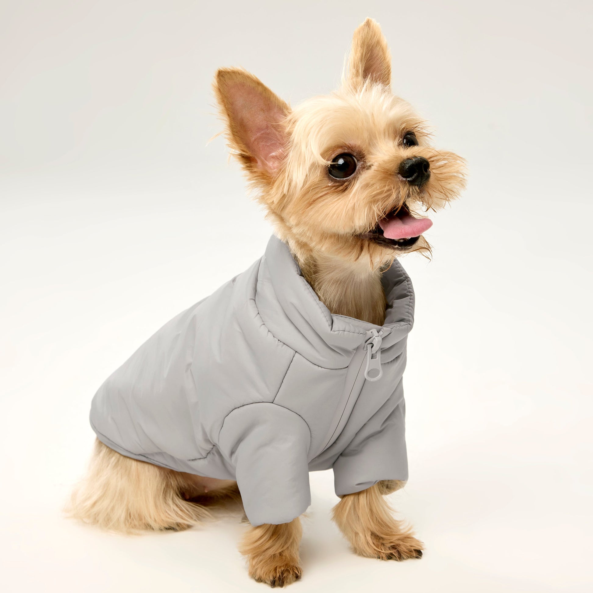 Light Grey Zip Up Puffer Jacket