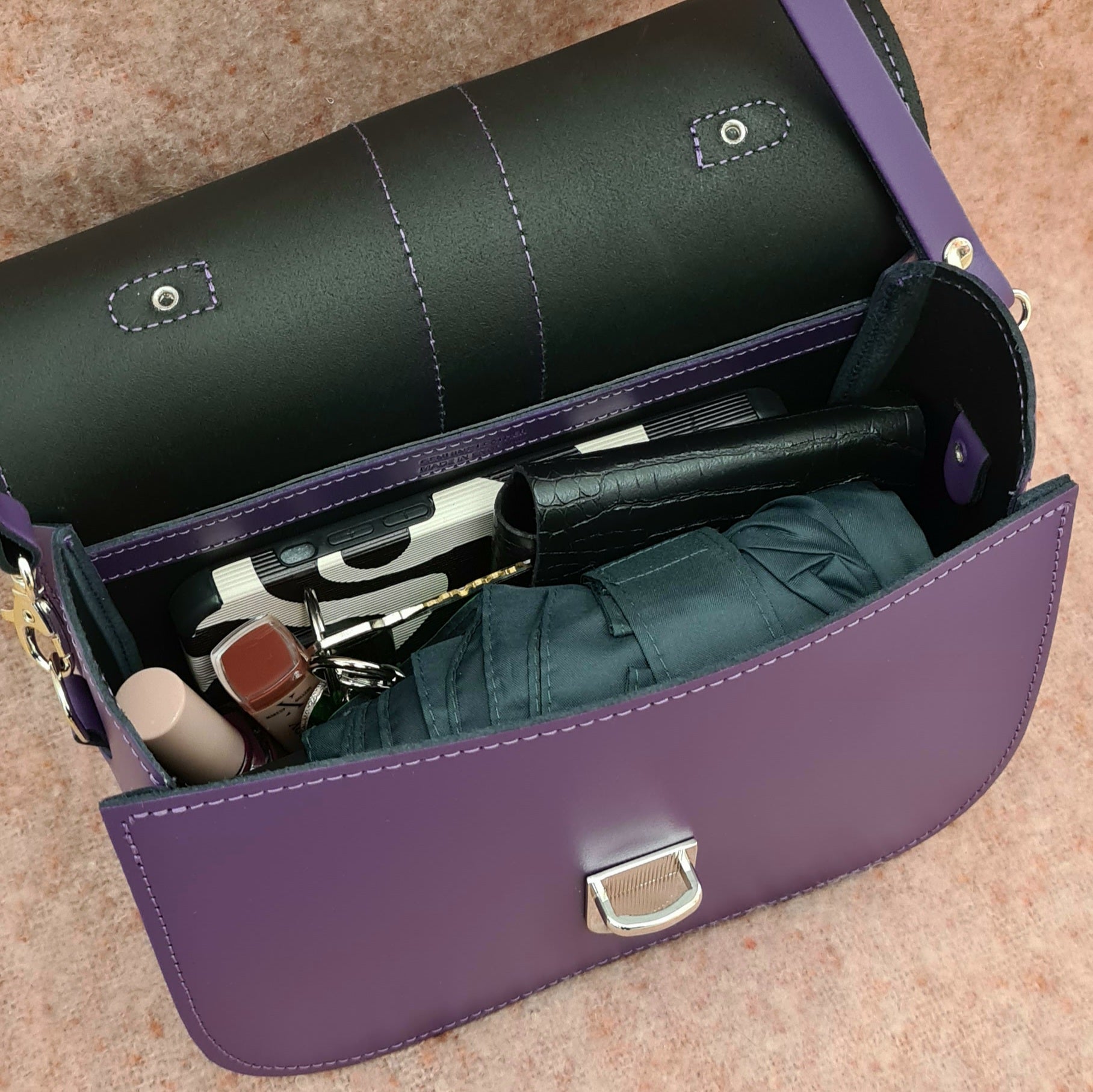 Handmade Purple Leather Handbag