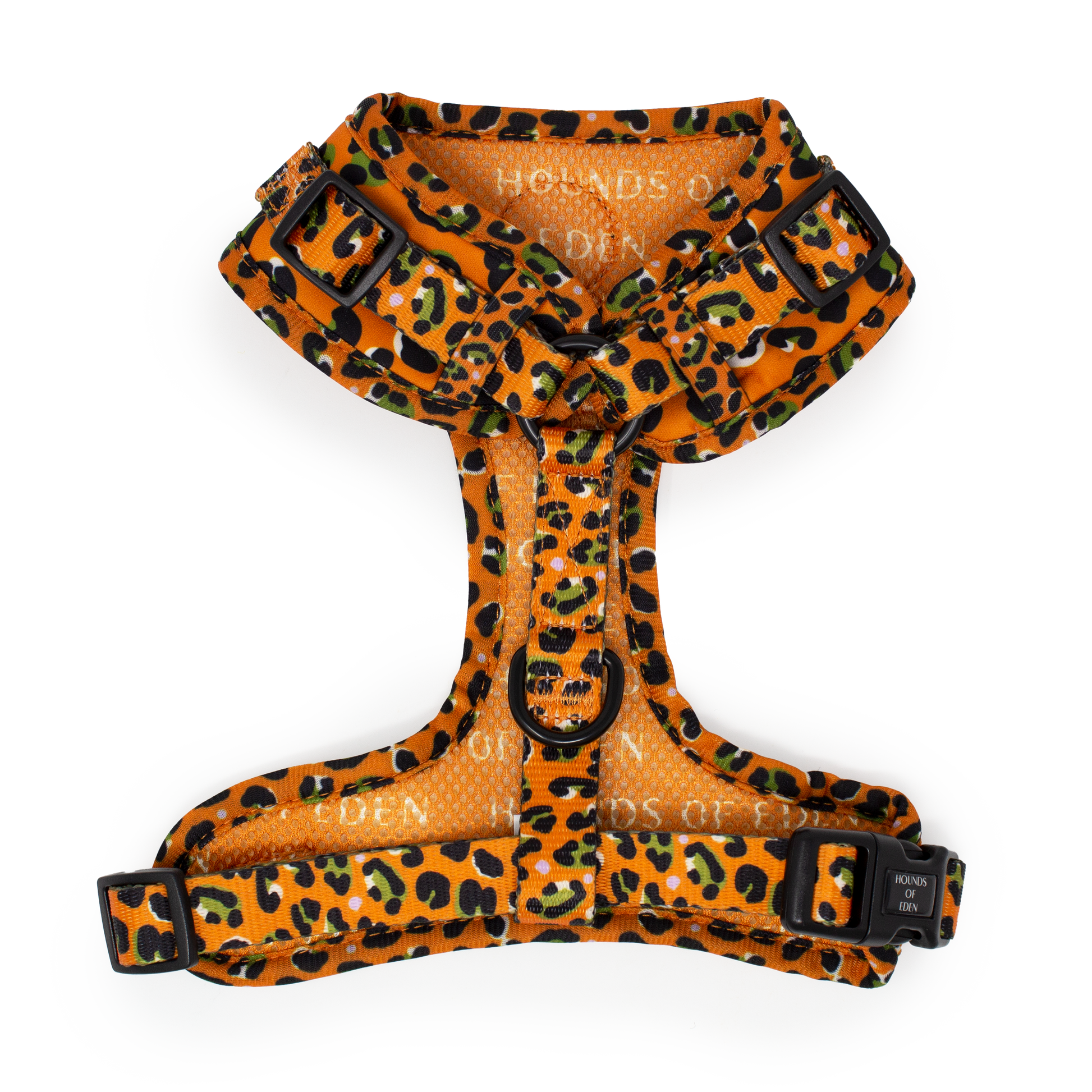 Burnt Orange Leopard Dog Harness with Extended Fit